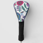 Magenta Folk Art Floral Pattern Golfheadcover (Voorkant)