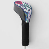 Magenta Folk Art Floral Pattern Golfheadcover (Schuin)