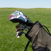 Magenta Folk Art Floral Pattern Golfheadcover (Insitu)