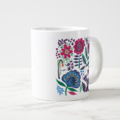 Magenta Folk Art Floral Pattern Grote Koffiekop (Voorkant rechts)
