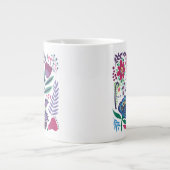 Magenta Folk Art Floral Pattern Grote Koffiekop (Voorkant)