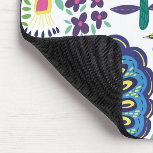 Magenta Folk Art Floral Pattern Muismat (Hoek)