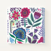 Magenta Folk Art Floral Pattern Notitieboek (Achterkant)