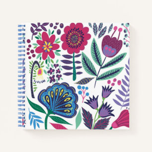 Magenta Folk Art Floral Pattern Notitieboek