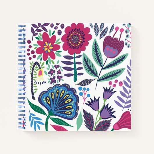 Magenta Folk Art Floral Pattern Notitieboek (Voorkant)