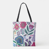 Magenta Folk Art Floral Pattern Tote Bag (Achterkant)