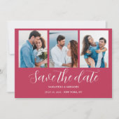 Magenta Fotocollage Bruiloft Save The Date (Voorkant)
