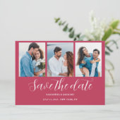 Magenta Fotocollage Bruiloft Save The Date (Staand voorkant)
