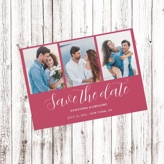 Magenta Fotocollage Bruiloft Save The Date