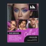 Magenta fotocollage Logo QR make-up promotioneel Flyer<br><div class="desc">Dubbelzijdige flyer voor een make-upkunstenaar, nagelkunstenaar, haarstylist of soortgelijk beroep waar u uw werk moet laten zien in een retro fotocollage met magenta randen en magenta achtergrond. Personaliseer met je logo en op de achterkant een extra foto en je QR code met je social media handvat. Retro fotocollage promotieflyer voor...</div>