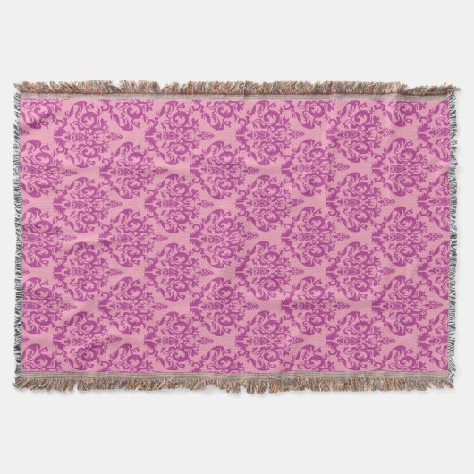Magenta Frosted Orchid Damask Deken (Voorkant)