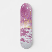 Magenta Fuchsia Plum Mauve Paarse Hemel Gouden Zon Persoonlijk Skateboard (Voorkant)