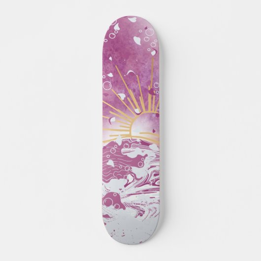 Magenta Fuchsia Plum Mauve Paarse Hemel Gouden Zon Persoonlijk Skateboard (Voorkant)