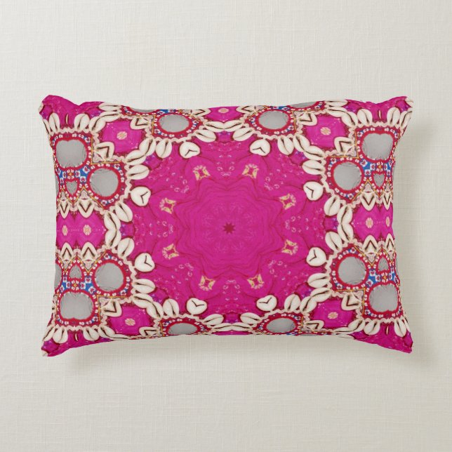 Magenta Fuchsia Tribal Hippie Gypsy Bohemian Accent Kussen (Voorkant)