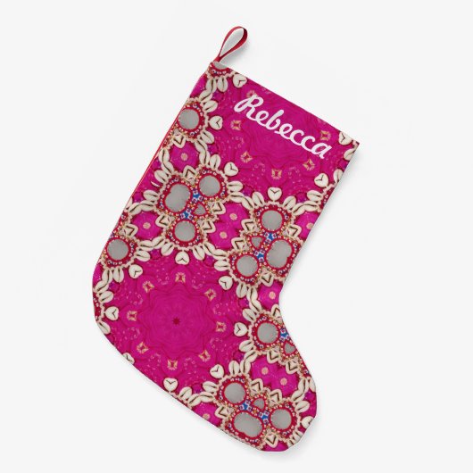 Magenta Fuchsia Tribal Hippie Gypsy Bohemian Kleine Kerstsok (Voorkant (Hangend))