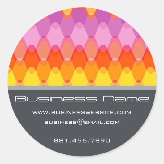 Magenta Funky Groovy Zig Zag Waves Chevron Pattern Ronde Sticker (Voorkant)