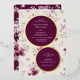 magenta garden floral bruiloft folie uitnodiging