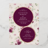 magenta garden floral bruiloft folie uitnodiging (Voorkant)