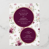 magenta garden floral bruiloft uitnodiging (Voorkant)