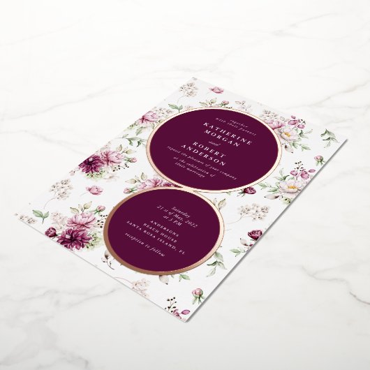 magenta garden floral bruiloft uitnodiging (Gedraaid)