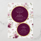 magenta garden floral bruiloft uitnodiging folie i (Voorkant)