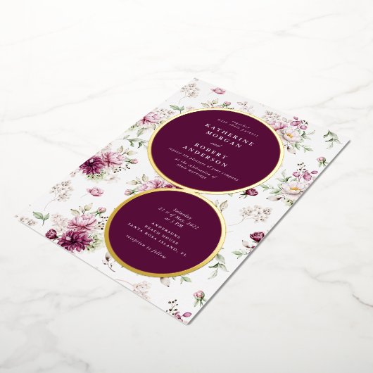 magenta garden floral bruiloft uitnodiging folie i (Gedraaid)