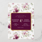 magenta garden floral bruiloft uitnodiging folie i (Voorkant)