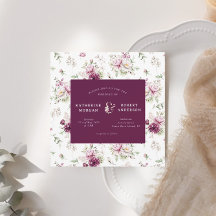 magenta garden floral square bruiloft