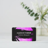 Magenta, geborsteld en zwart visitekaartje (Staand voorkant)