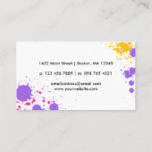 Magenta Geel Paarse Zwarte Verf Splatter Visitekaartje (Achterkant)