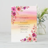 Magenta Geestdriftige Zomer Bruiloft Kaart (Staand voorkant)