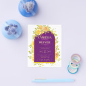 Magenta Gele Rozen Pr Plum Paars Goud Bruiloft  Flyer (Enkel)