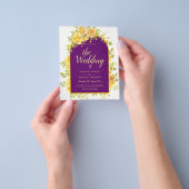 Magenta Gele Rozen Pr Plum Paars Goud Bruiloft  Flyer (Hand)