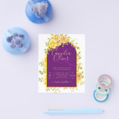 Magenta Gele Rozen Pruim Paars Gouden Bruiloft Flyer (Enkel)