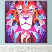 Magenta Geometric Lion Abstracte Kunst Canvas Afdruk (Insitu (Houten vloer))