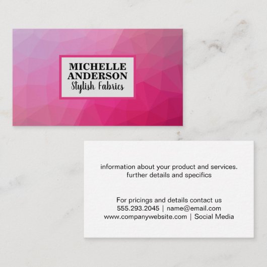 Magenta Geometric Visitekaartje (Voorkant / Achterkant)