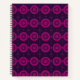 Magenta Geometrisch Cirkelpatroon Spiraal Notitieb Notitieboek