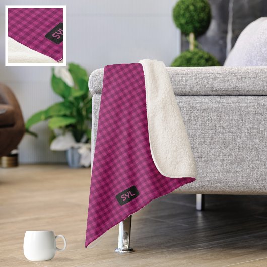 Magenta geplakt met eigen items - Fuchsia Knit loo Sherpa Deken
