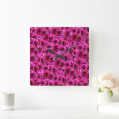 Magenta Geranium Flowers, Square Wall Clock Vierkante Klok (Huis)