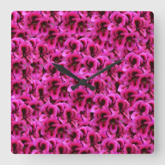Magenta Geranium Flowers, Square Wall Clock Vierkante Klok (Voorkant)