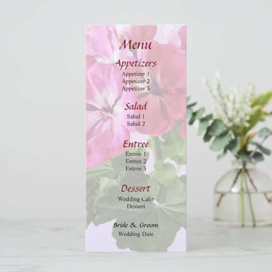 Magenta Geranium Menu (Staand voorkant)