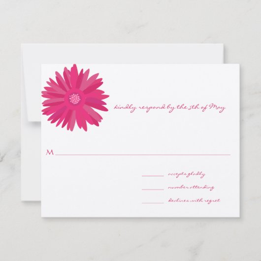 Magenta Gerber Wedding RSVP Kaart (Voorkant)