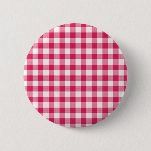 Magenta Gingham Ronde Button 5,7 Cm (Voorkant)