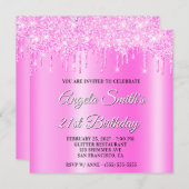 Magenta Glitter Drips Shimmer Ombre Drop Shadow Kaart (Voorkant / Achterkant)