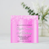 Magenta Glitter Drips Shimmer Ombre Drop Shadow Kaart (Staand voorkant)