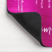 Magenta Glitter Glam Naam Druppelen Muismat (Hoek)