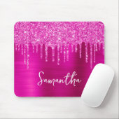 Magenta Glitter Glam Naam Druppelen Muismat (Met muis)