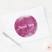 Magenta Glitter Hartelijk dank Ronde Sticker (Envelop)