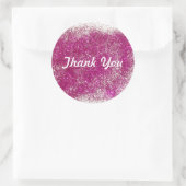 Magenta Glitter Hartelijk dank Ronde Sticker (Tas)