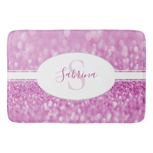 Magenta Glitter personaliseert de Mat van de Bath (Voorkant)